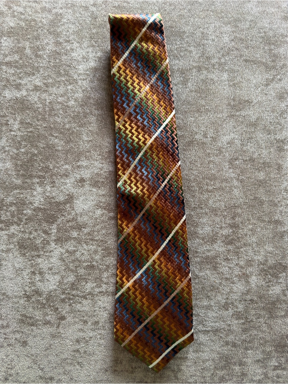 Basile 100% Silk Made in Italy Vintage Men’s Tie Multicolor Geometric Woven